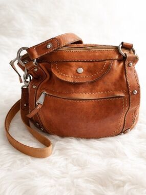 Fossil ‘Long Live Vintage 1954’ Leather Satchel Bag Brown Distressed Crossbody